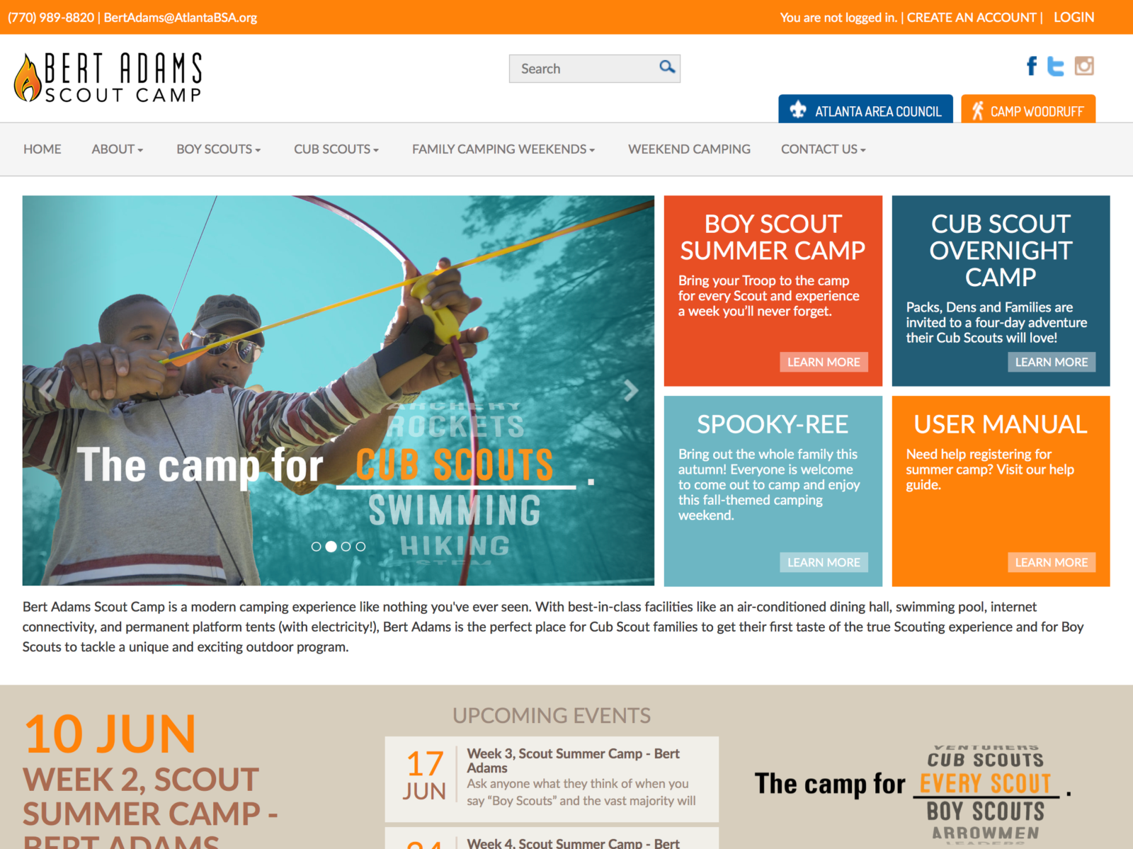 Bert Adams Scout Camp website